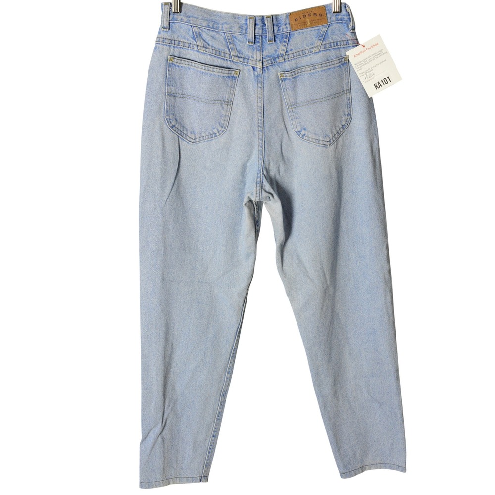 90s Vintage Light Stone Wash Straight Leg Jeans Womens 12 Lee Riders High Waist - Picture 7 of 7